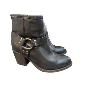 Frye Tabitha Harness Bootie Women size 6 B Black Leather